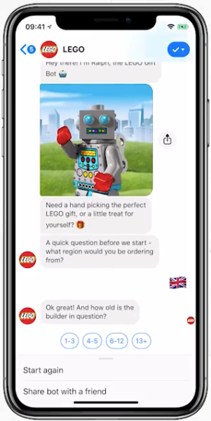 LEGO Facebook Messenger chatbot